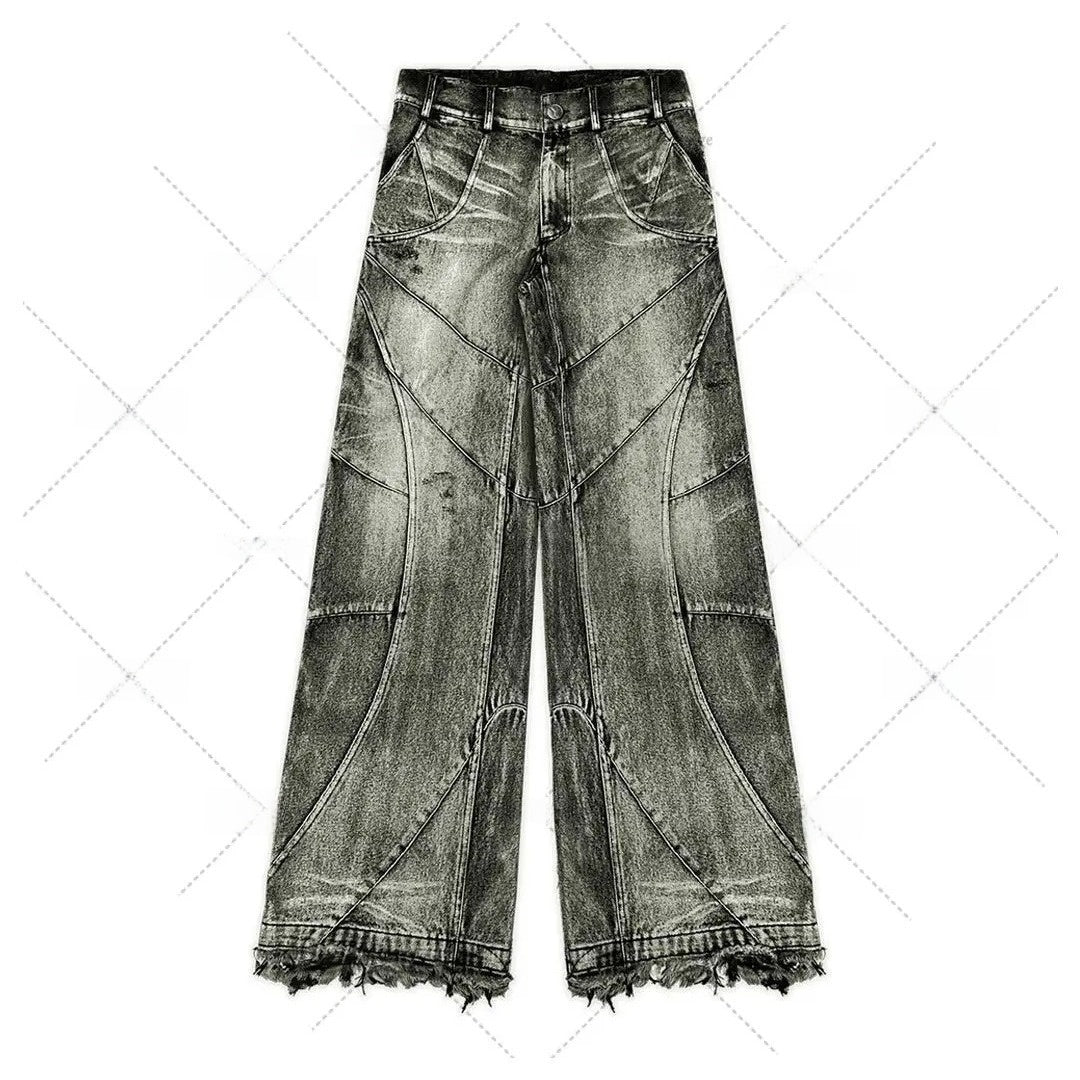 Retro Washed Distressed Straight Jeans