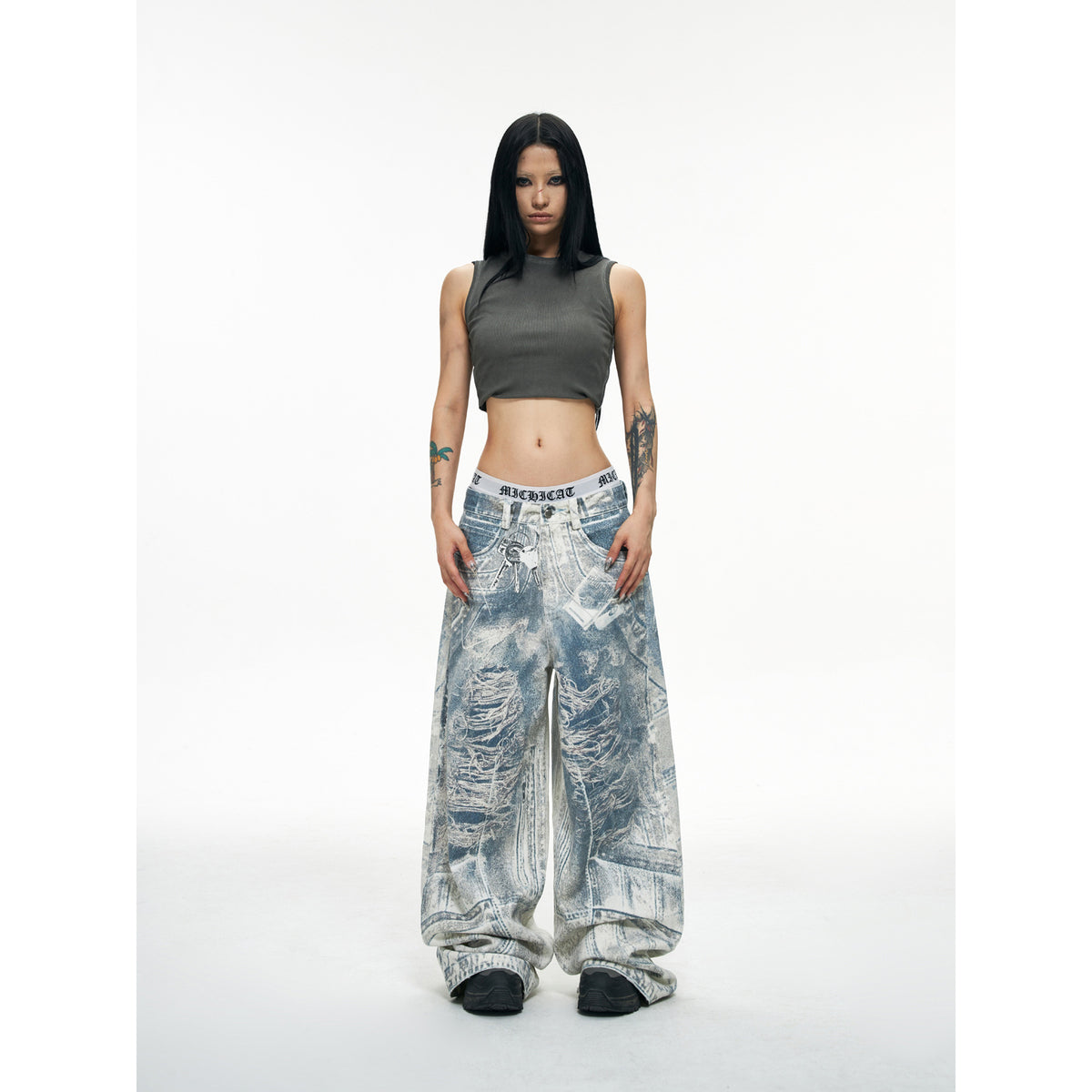 Jeans, wide-leg pants