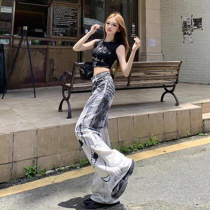 Print Wide-Leg Jeans for Women